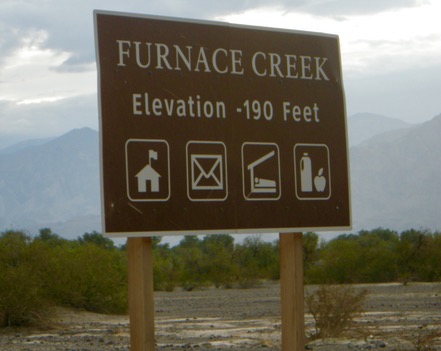 Furnace Creek, yes it really is 190 feet below sea level.